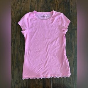 Abercrombie Girls pink top with lace trim